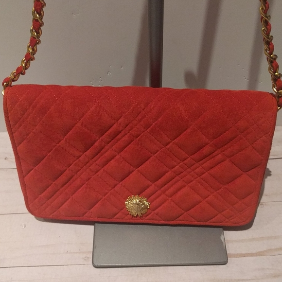 Beautiful   vintage red suede leather bag - Picture 2 of 8